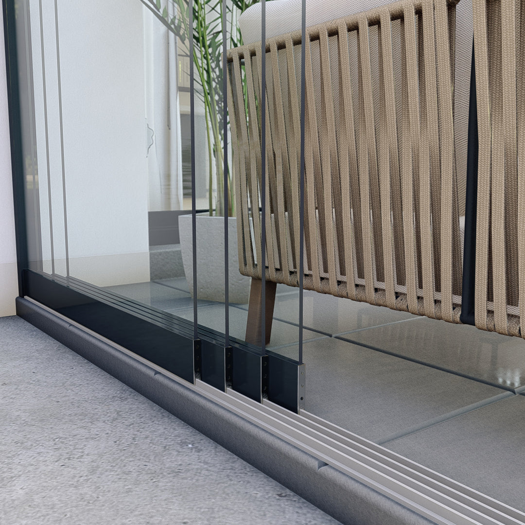 Glaschschiebewände Klarglas - Anthrazit RAL7016