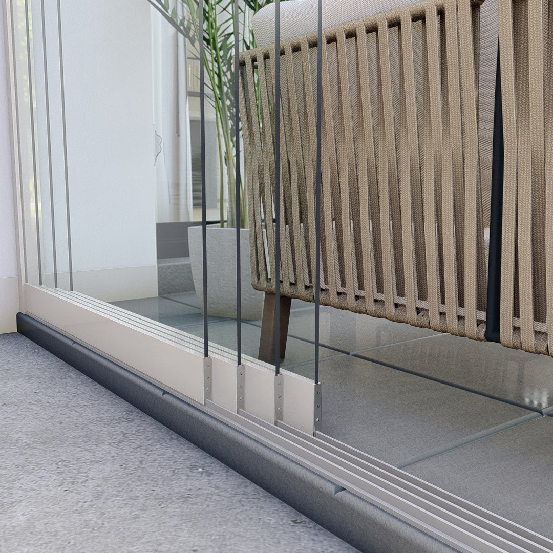 Glaschschiebewände Klarglas - Verkehrsweiß RAL9016