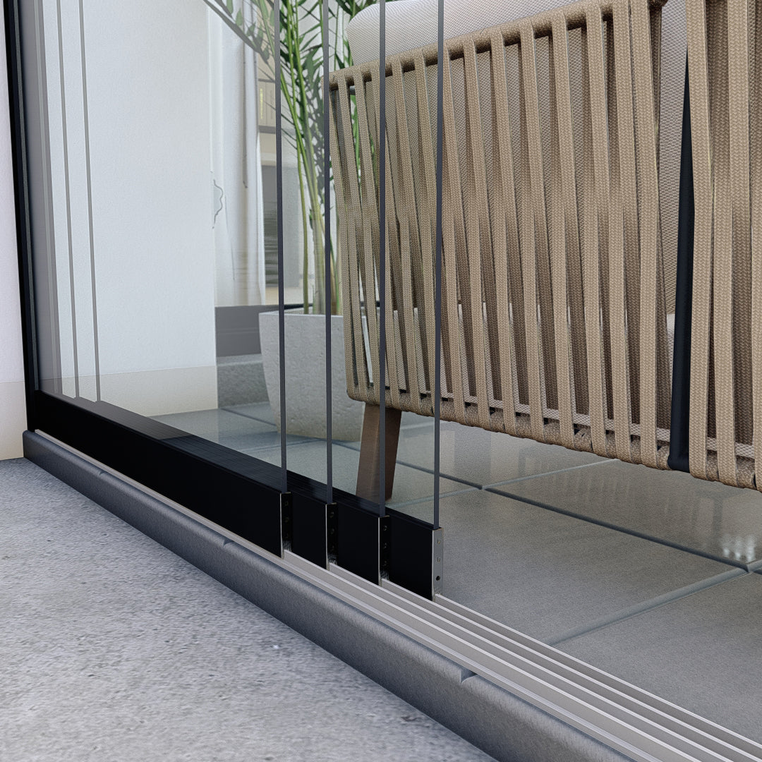 Glaschschiebewände Klarglas - Schwarz RAL9005