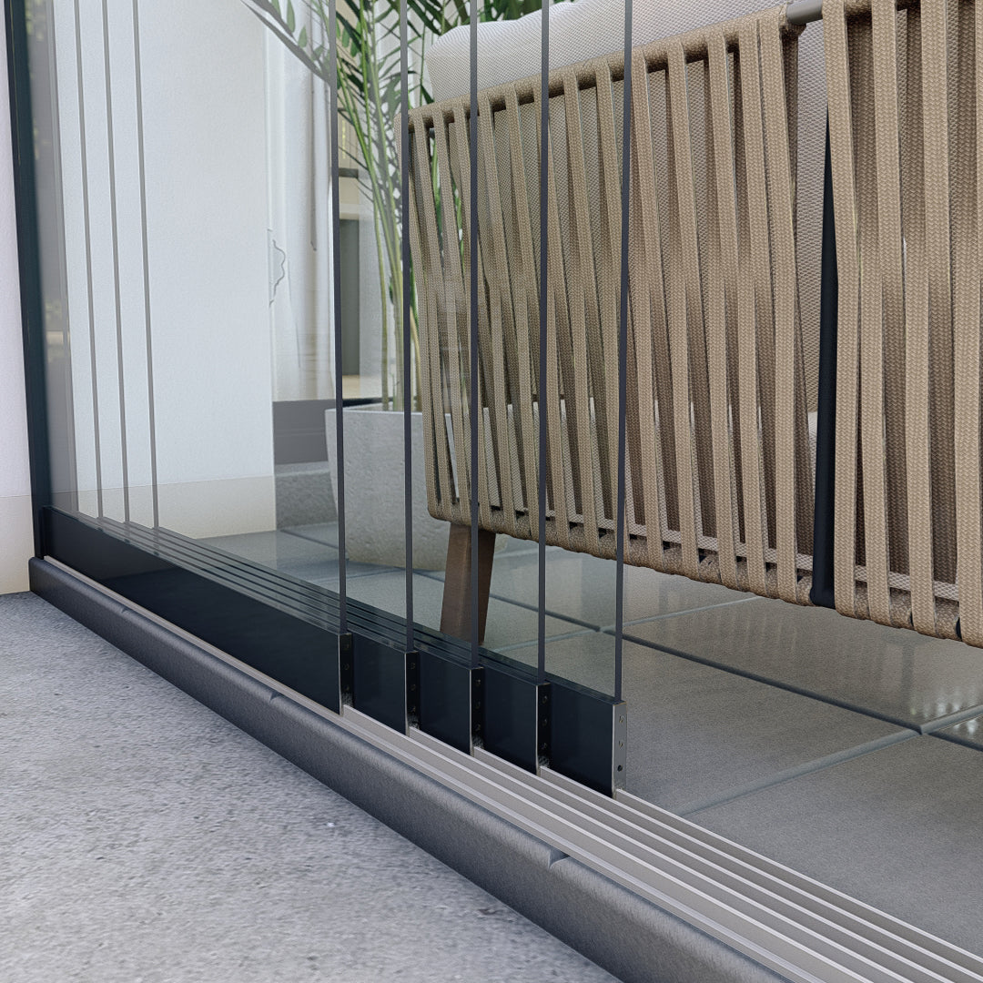 Glaschschiebewände Klarglas - Anthrazit RAL7016