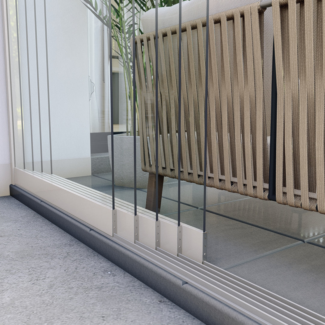 Glaschschiebewände Klarglas - Verkehrsweiß RAL9016