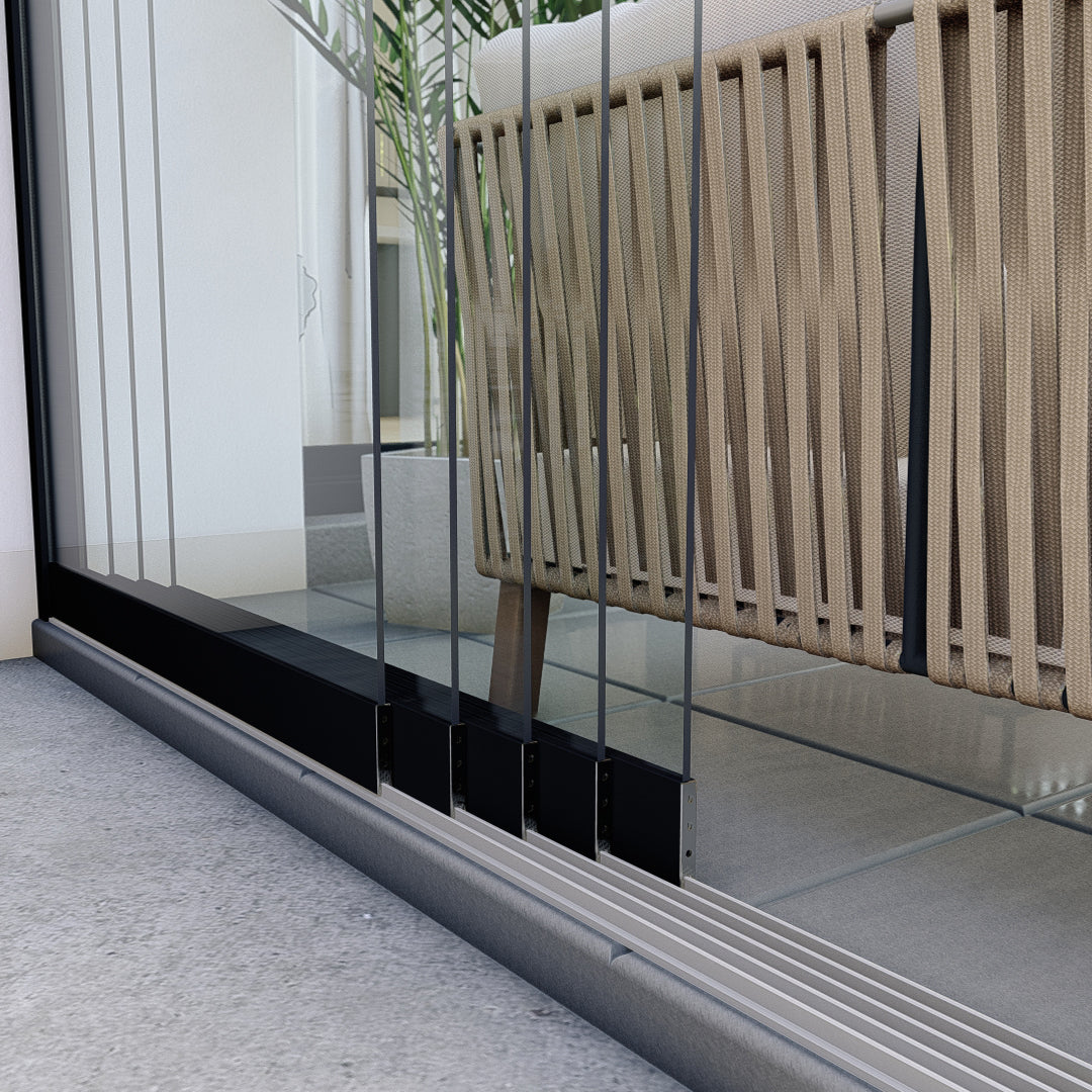 Glaschschiebewände Klarglas - Schwarz RAL9005