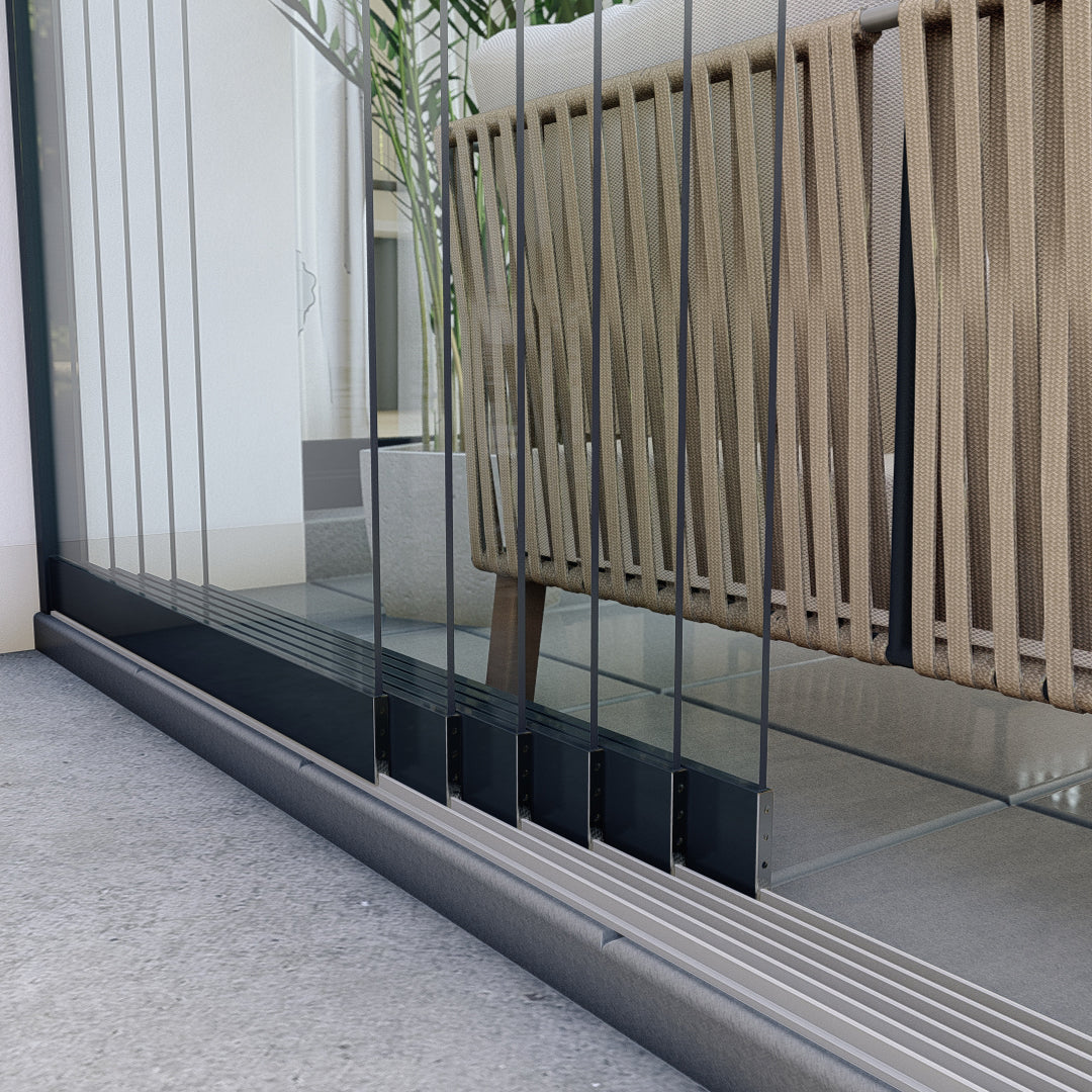 Glaschschiebewände Klarglas - Anthrazit RAL7016