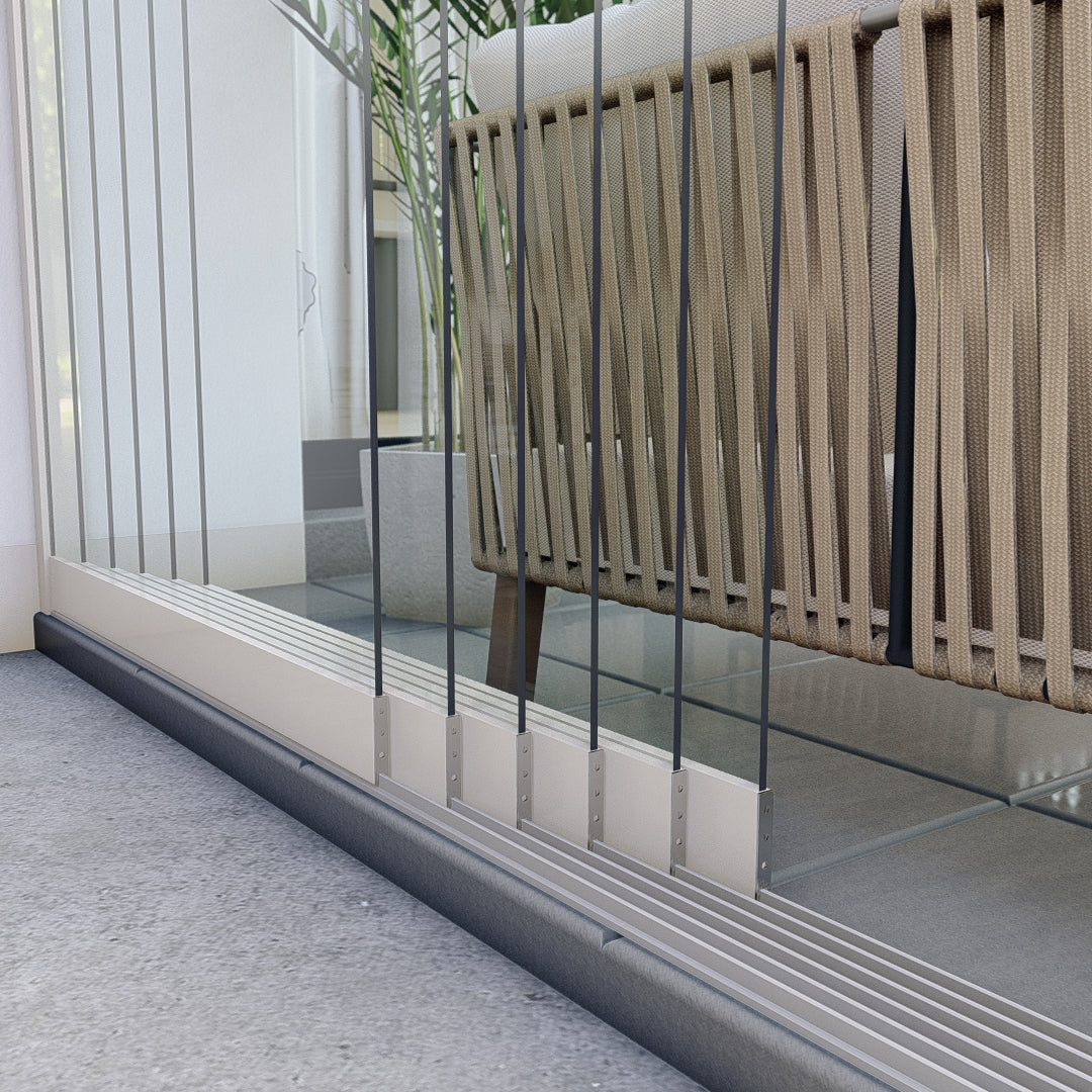 Glaschschiebewände Klarglas - Verkehrsweiß RAL9016