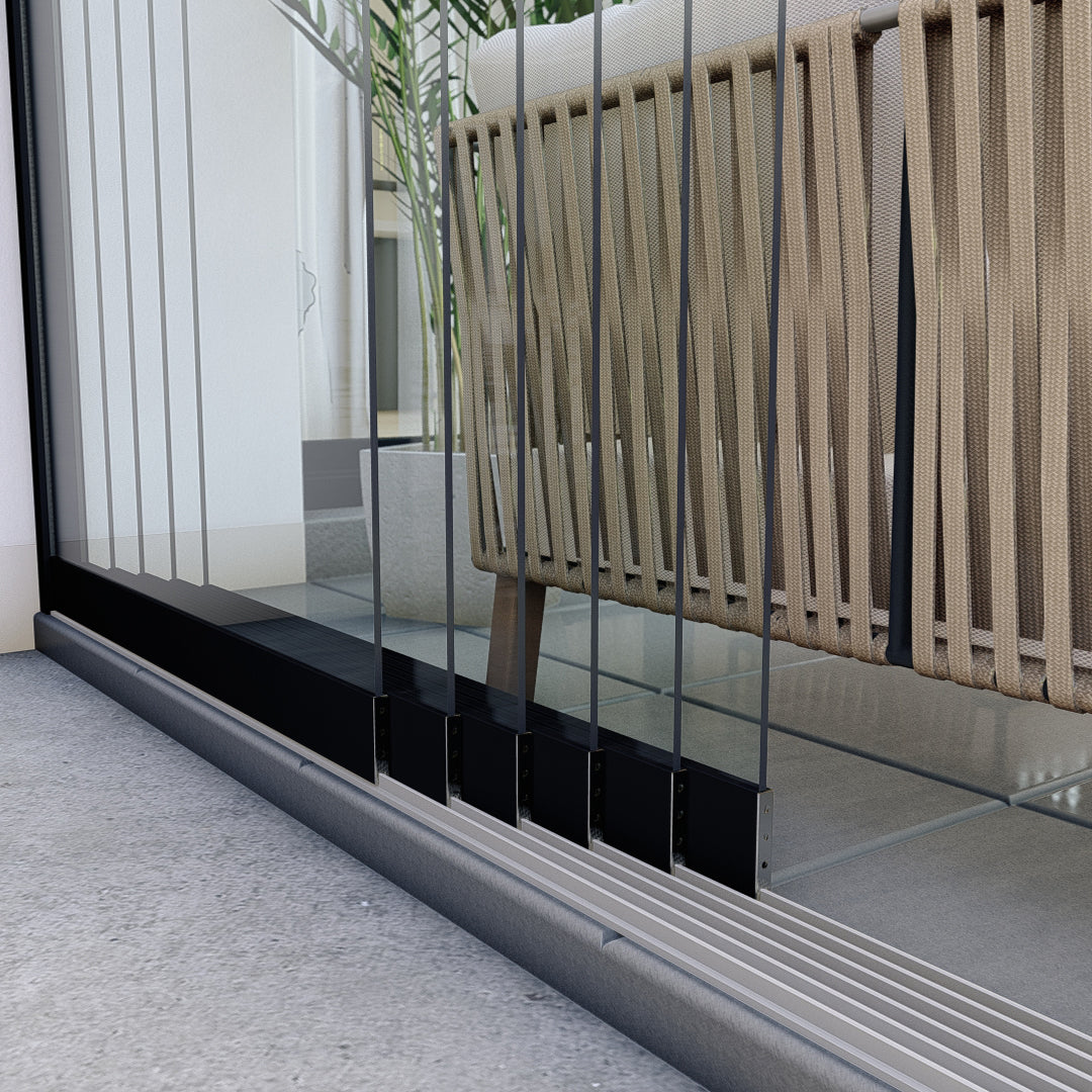 Glaschschiebewände Klarglas - Schwarz RAL9005