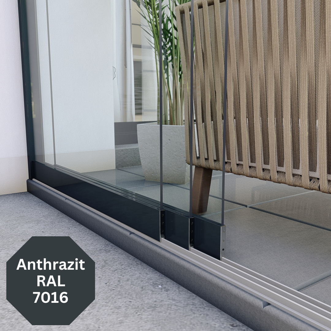 Glaschschiebewände Klarglas - Anthrazit RAL7016