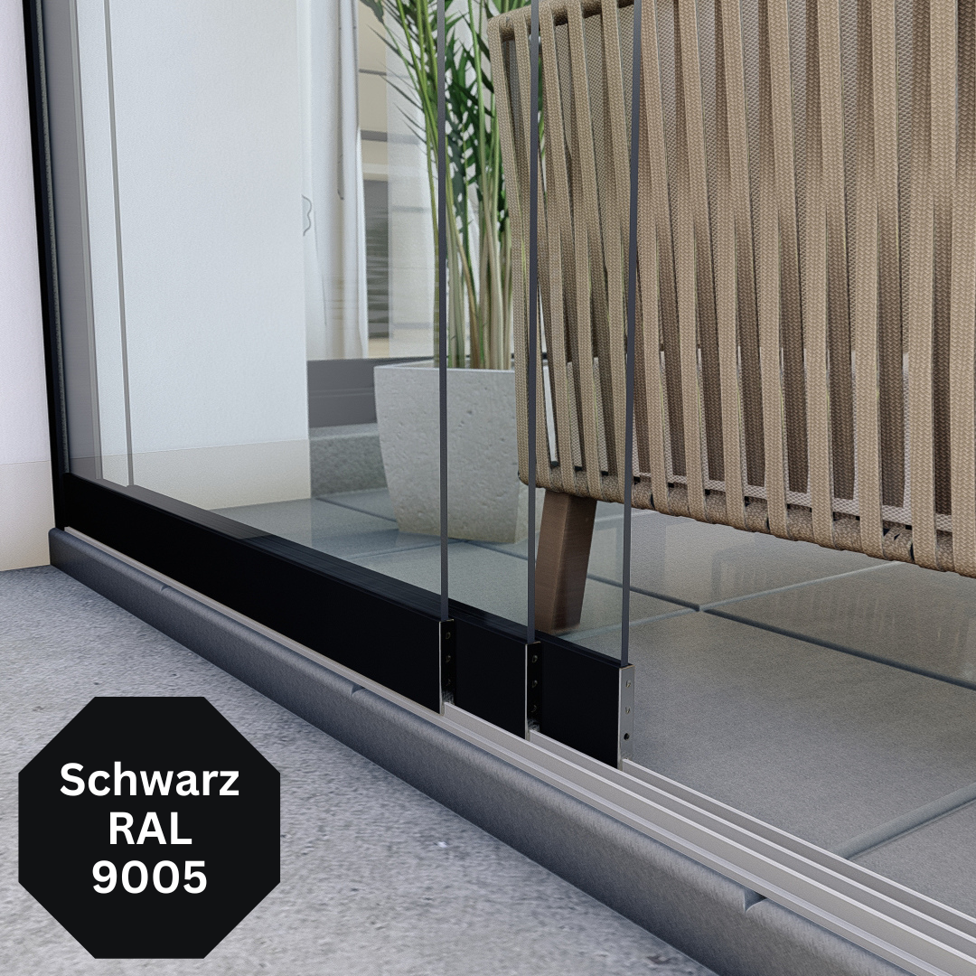 Glaschschiebewände Klarglas - Schwarz RAL9005