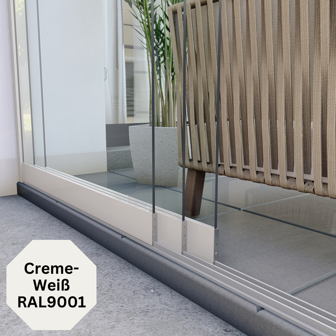 Glaschschiebewände Klarglas - Creme-Weiß RAL9001